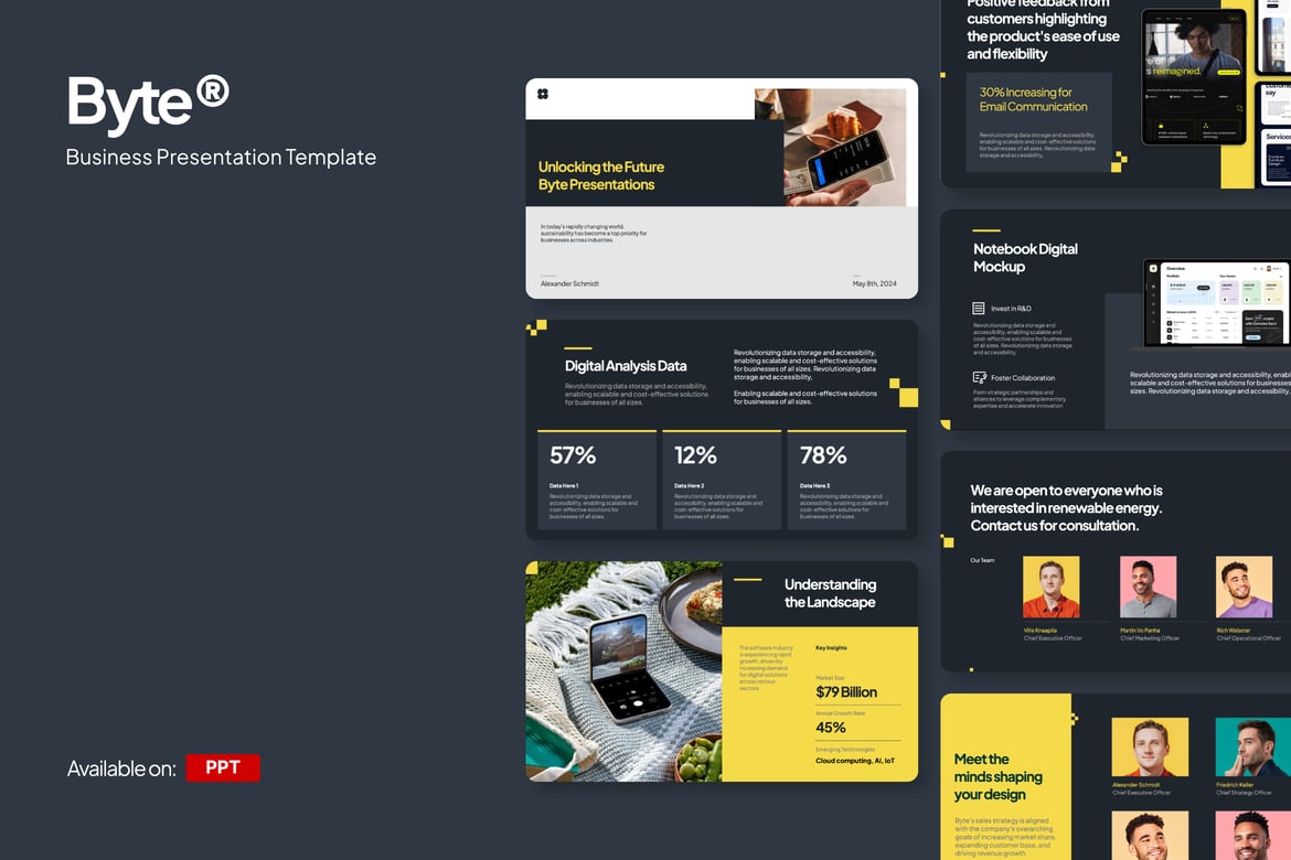 Template Powerpoint Presentasi Bisnis Minimalis Byte