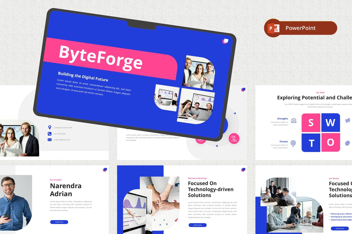 Template PowerPoint ByteForge - Solusi Presentasi Bisnis Digital Anda