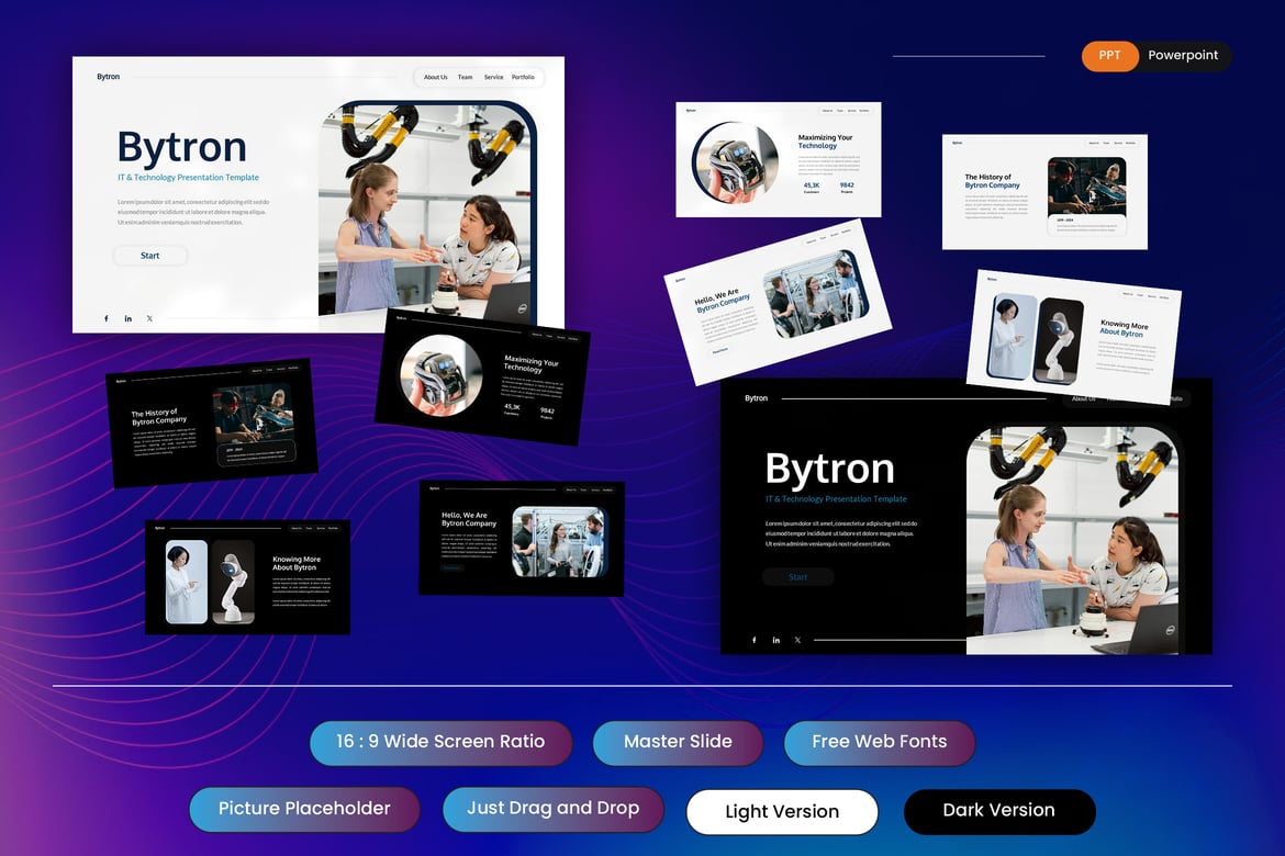 Bytron - Template PowerPoint IT & Teknologi yang Menarik