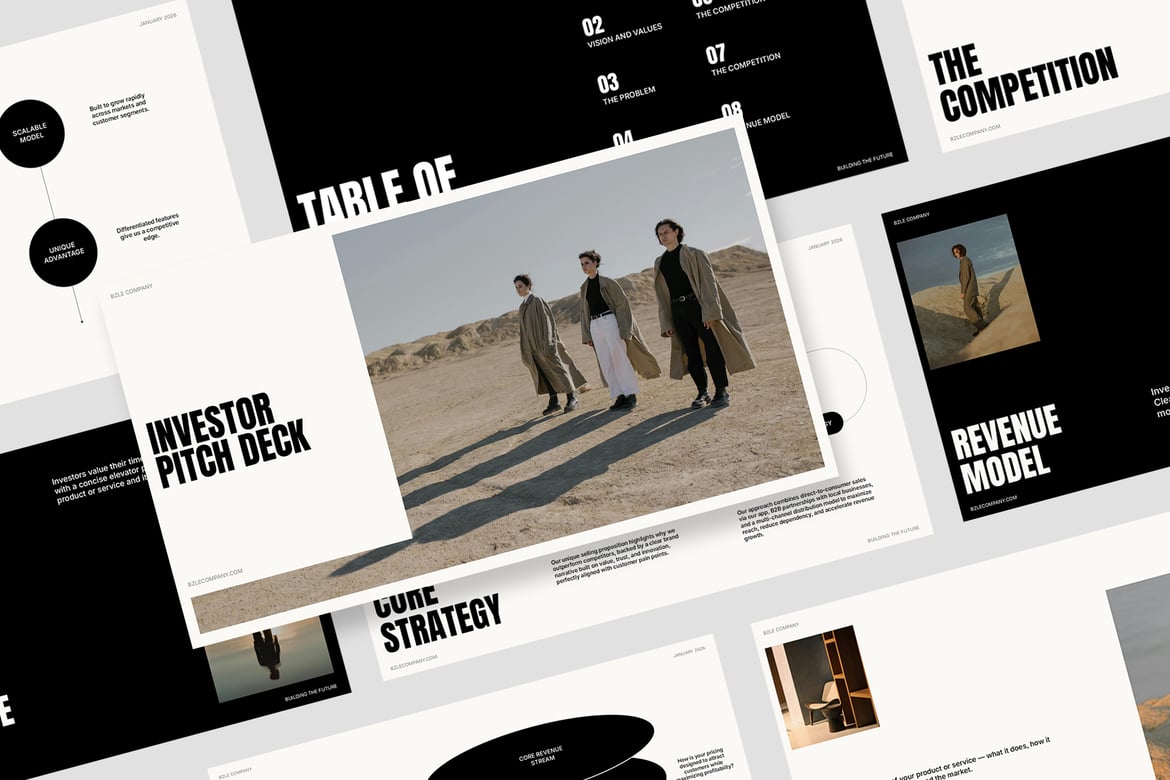 Template PowerPoint Bzle: Deck Presentasi Investor yang Menarik