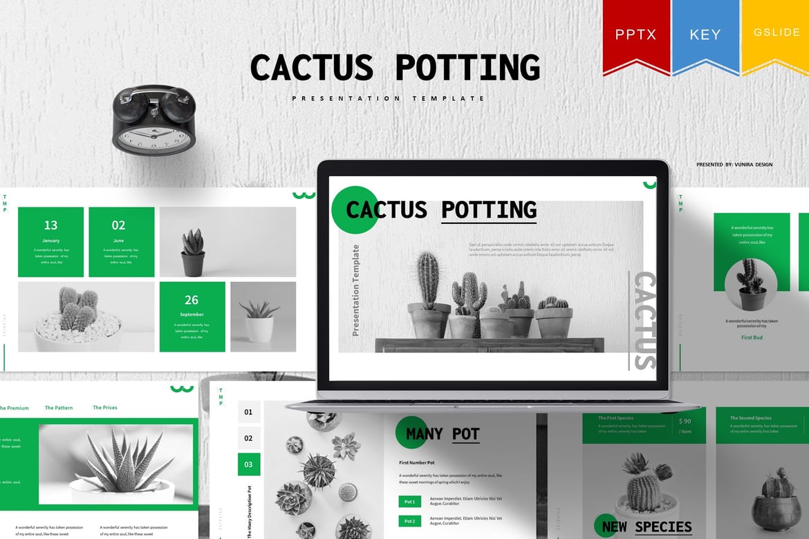 Template Presentasi Cactus Potting untuk PowerPoint, Keynote, dan Google Slides