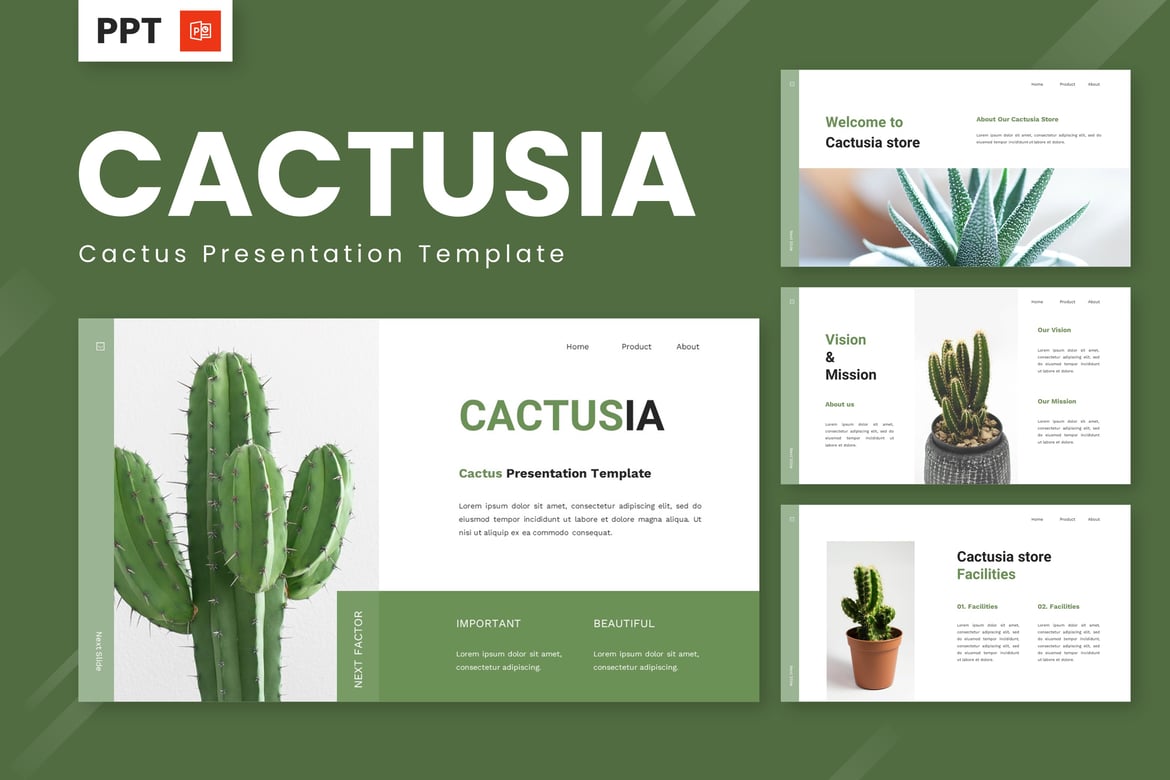 Cactusia - Template Powerpoint Kaktus yang Menarik