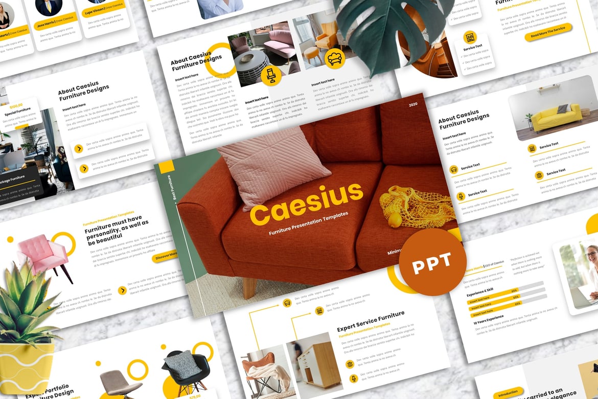 Template Presentasi Powerpoint Caesius untuk Desain Furniture yang Menarik