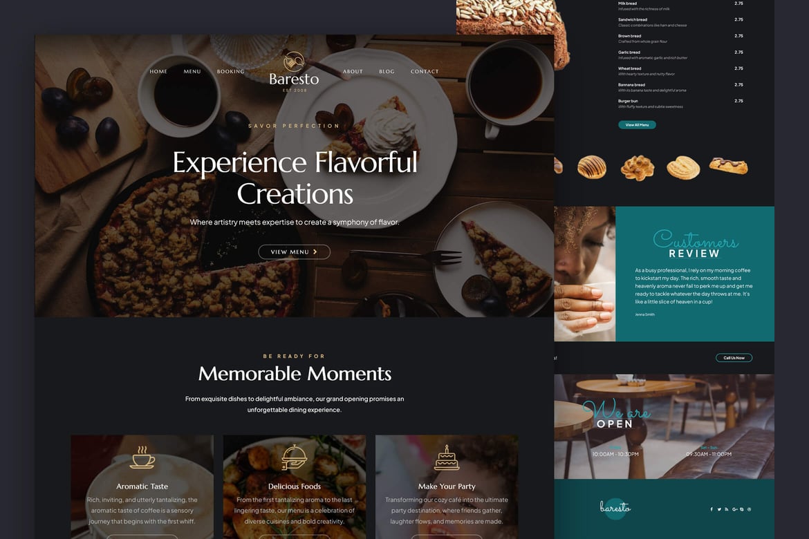 Template Website untuk Cafe, Bar, dan Restoran - Baresto yang Elegan