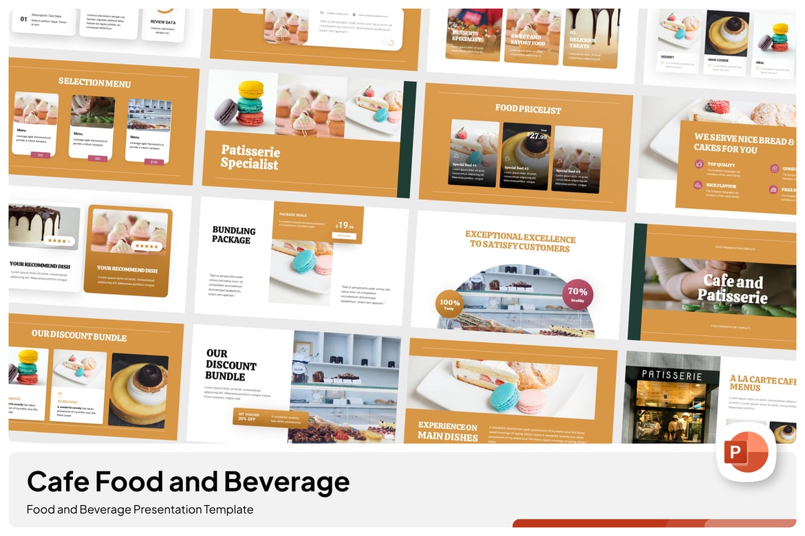 Template PowerPoint Makanan dan Minuman Kafe yang Menarik