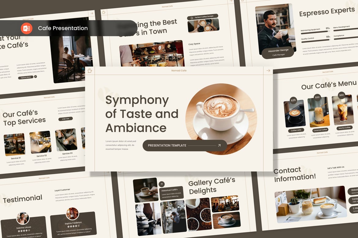 Template Presentasi PowerPoint Kafe yang Menarik