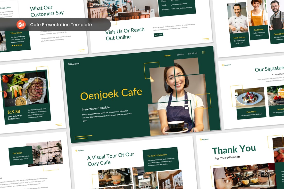 Template Presentasi PowerPoint Kafe yang Menawan