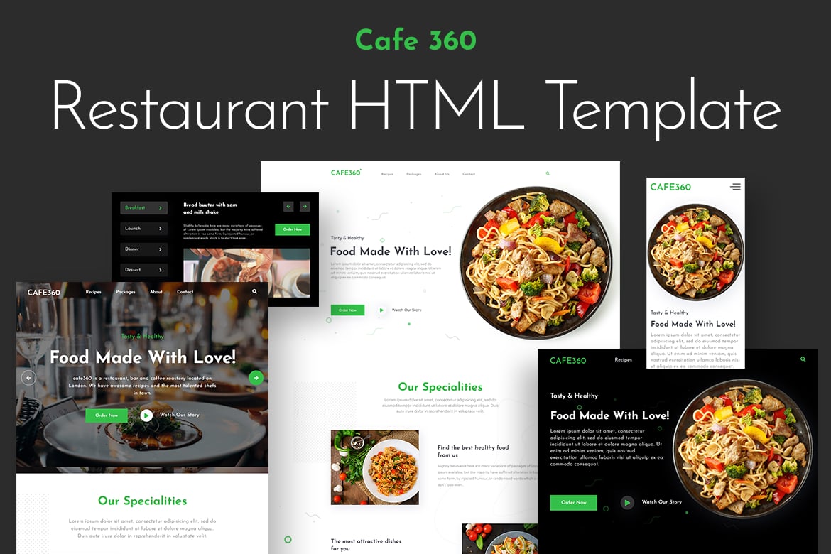 Cafe360 | Template Website Restoran Satu Halaman yang Kreatif dan Modern