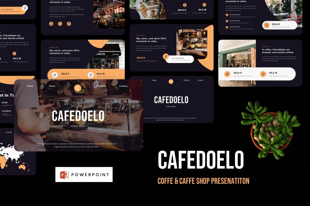 Template PowerPoint Cafedoelo - Presentasi Kafe dan Kopi yang Menawan