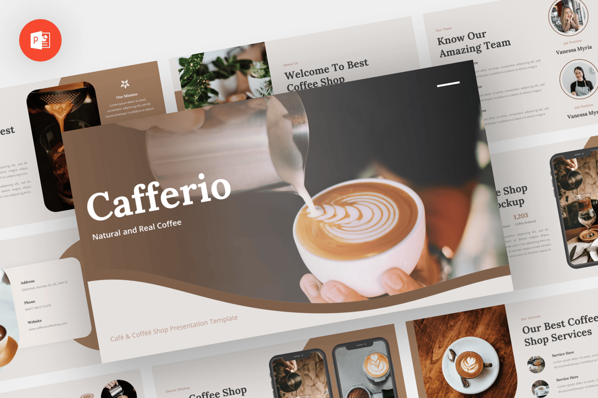 Caferio - Template Presentasi PowerPoint Kafe yang Modern dan Profesional