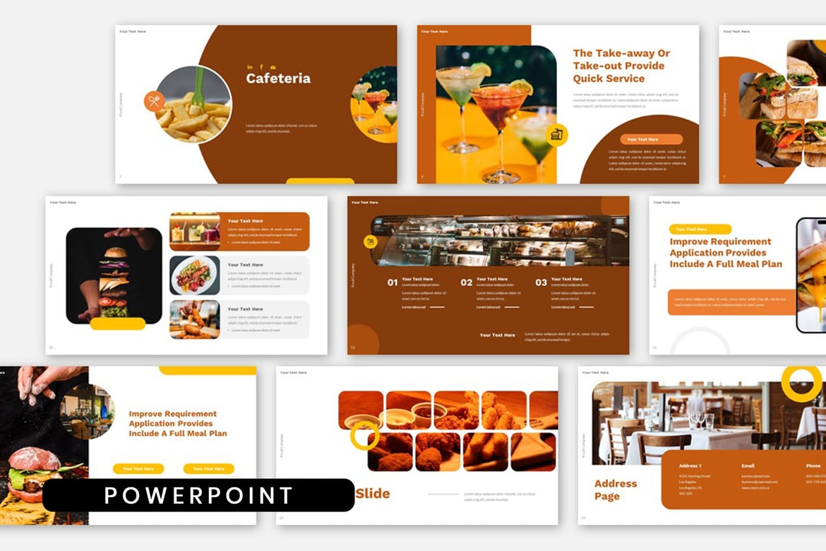 Template Presentasi PowerPoint Makanan dan Minuman Kafetaria yang Menarik