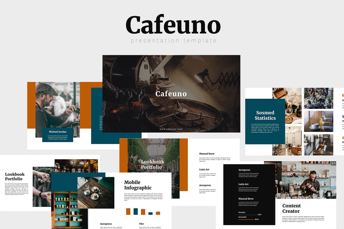 Cafeuno - Template Powerpoint Kreatif dan Menarik