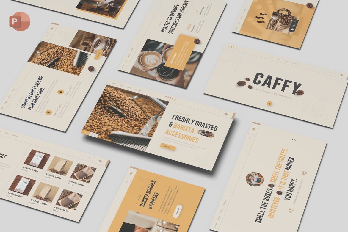 Caffy - Template Presentasi PowerPoint untuk Coffee Shop & Cafe