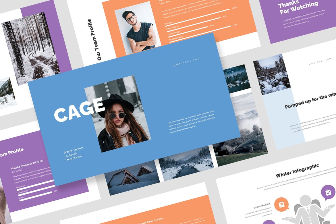 Template Presentasi Powerpoint: Lookbook Musim Dingin yang Elegan