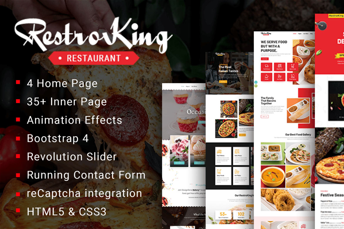 Template Website Bakery dan Pizza RestroKing yang Menggoda Selera
