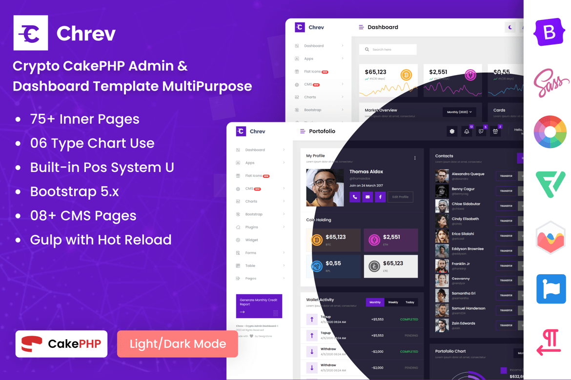 Template Admin & Dashboard Crypto CakePHP yang Modern dan Fungsional