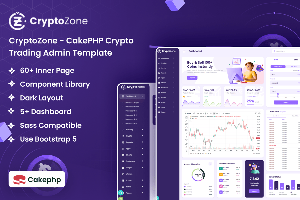 Template Website Dashboard Admin Trading Crypto CakePHP yang Kuat dan Lengkap