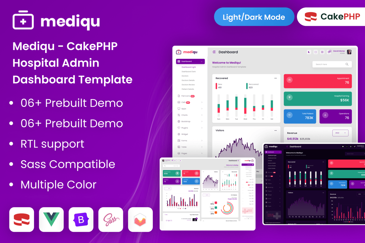 Template Website Dashboard Admin Rumah Sakit CakePHP yang Profesional