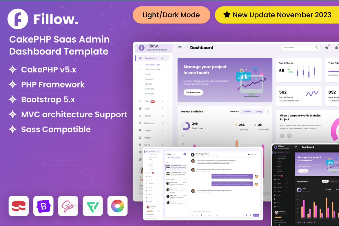 Template Dashboard Admin SaaS CakePHP Modern dan Responsif
