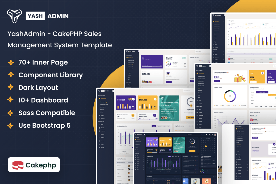 Template Dashboard Manajemen Penjualan CakePHP yang Kuat dan Responsif