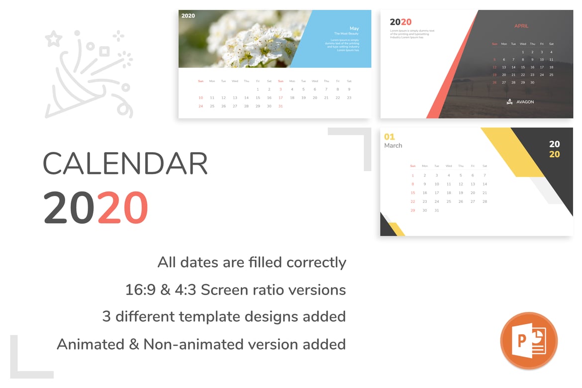 Template Presentasi PowerPoint Kalender 2020 yang Menarik