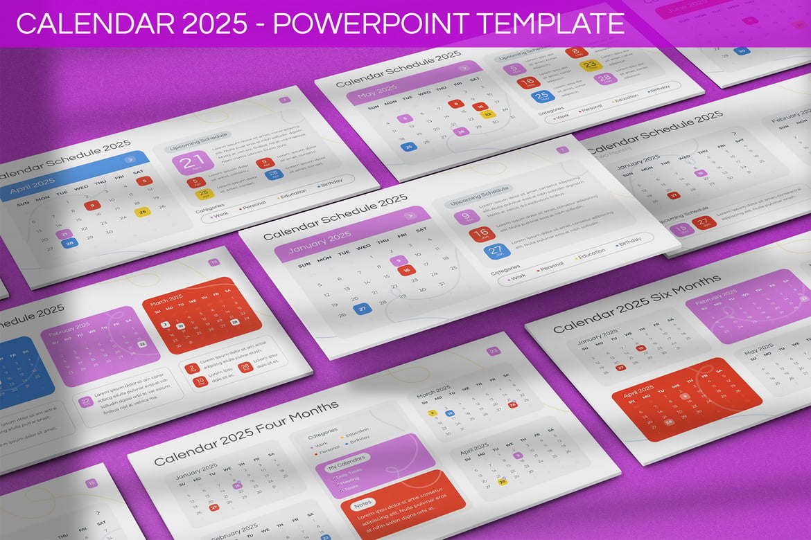 Template PowerPoint Kalender 2025 yang Elegan dan Modern
