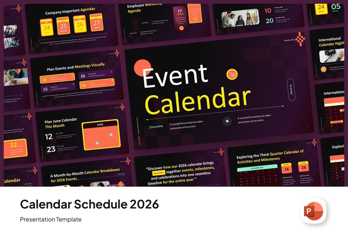 Template PowerPoint Jadwal Kalender 2026 yang Kreatif dan Menarik