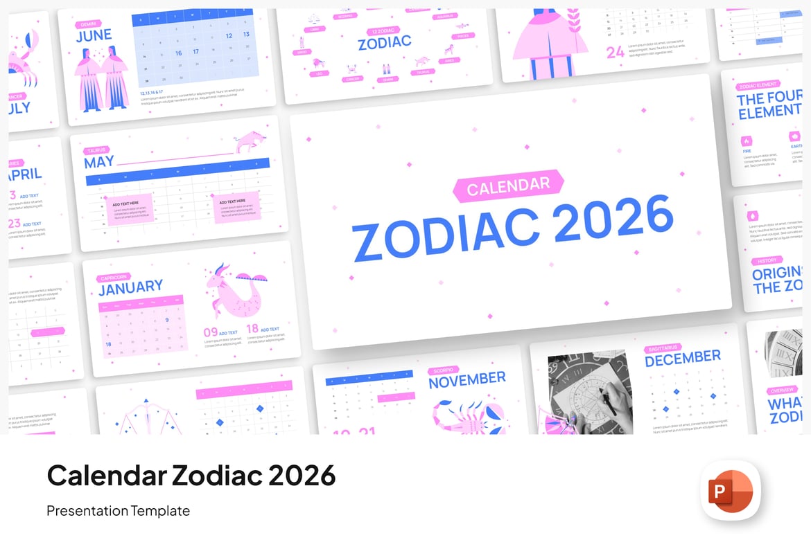 Template Presentasi PowerPoint Zodiac 2026 yang Menarik