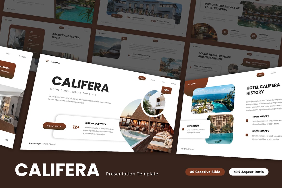 Template PPT Hotel Califera - Modern dan Kreatif untuk Presentasi Anda