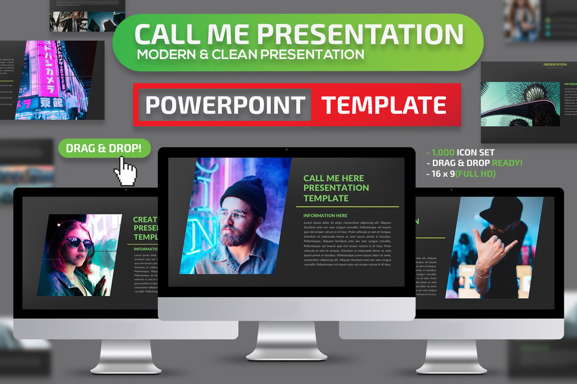 Template Presentasi PowerPoint Call Me yang Menarik