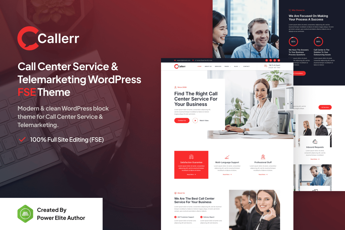 Callerr – Tema WordPress Profesional untuk Layanan Call Center dan Telemarketing