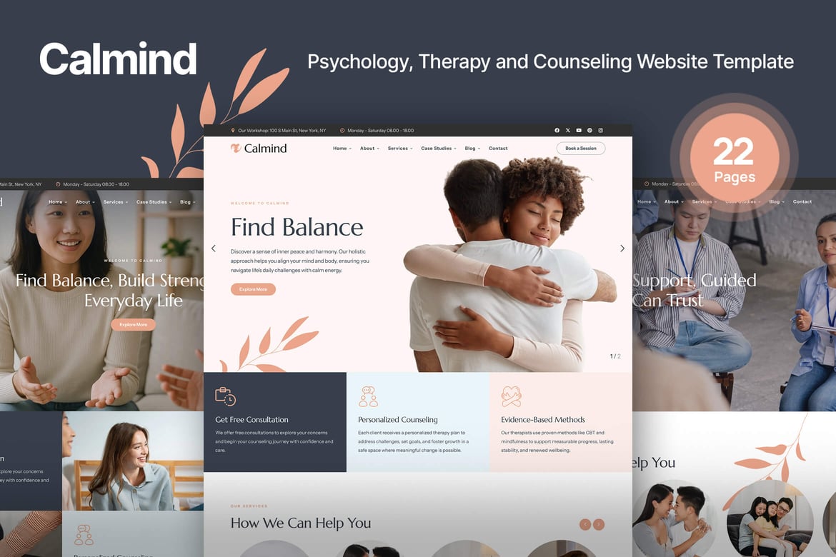 Template Website Terapi Psikologi Calmind yang Menarik dan Modern