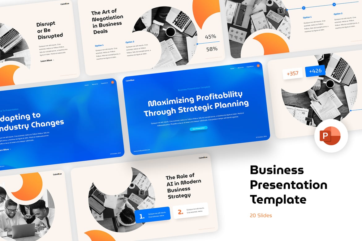 Template PowerPoint CalmRise: Presentasi Kreatif yang Memukau