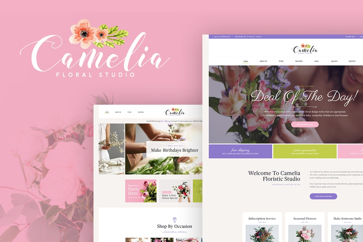 Tema WordPress Camelia - Solusi Sempurna untuk Studio Bunga Modern
