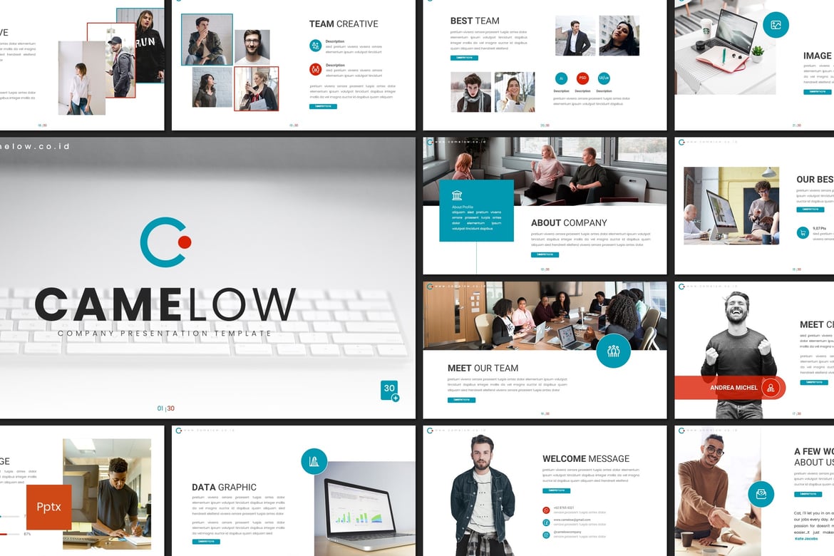 Template Presentasi PowerPoint Camelow yang Kreatif dan Minimalis