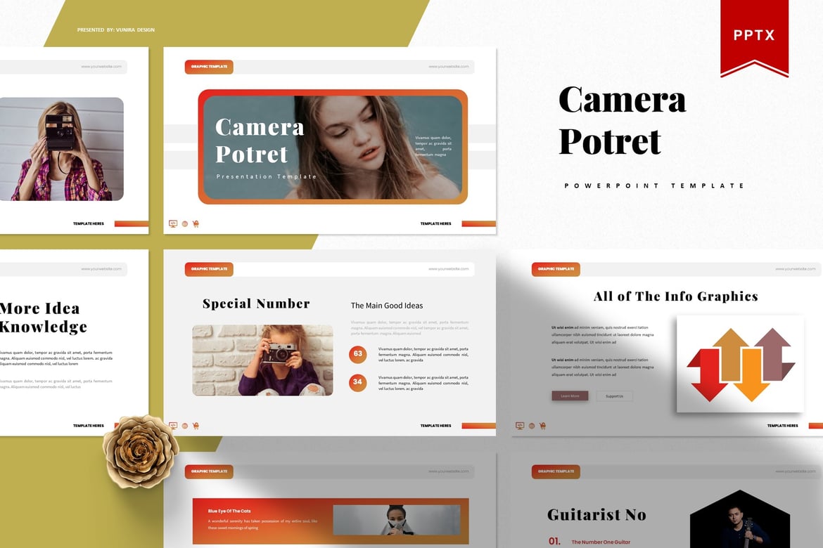 Template Presentasi Powerpoint Kamera Potret yang Menarik