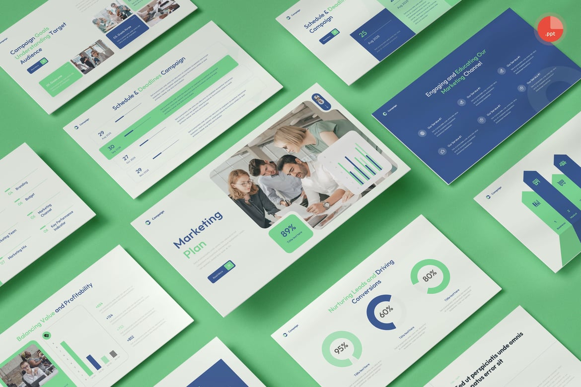 Template PowerPoint Rencana Pemasaran yang Menarik