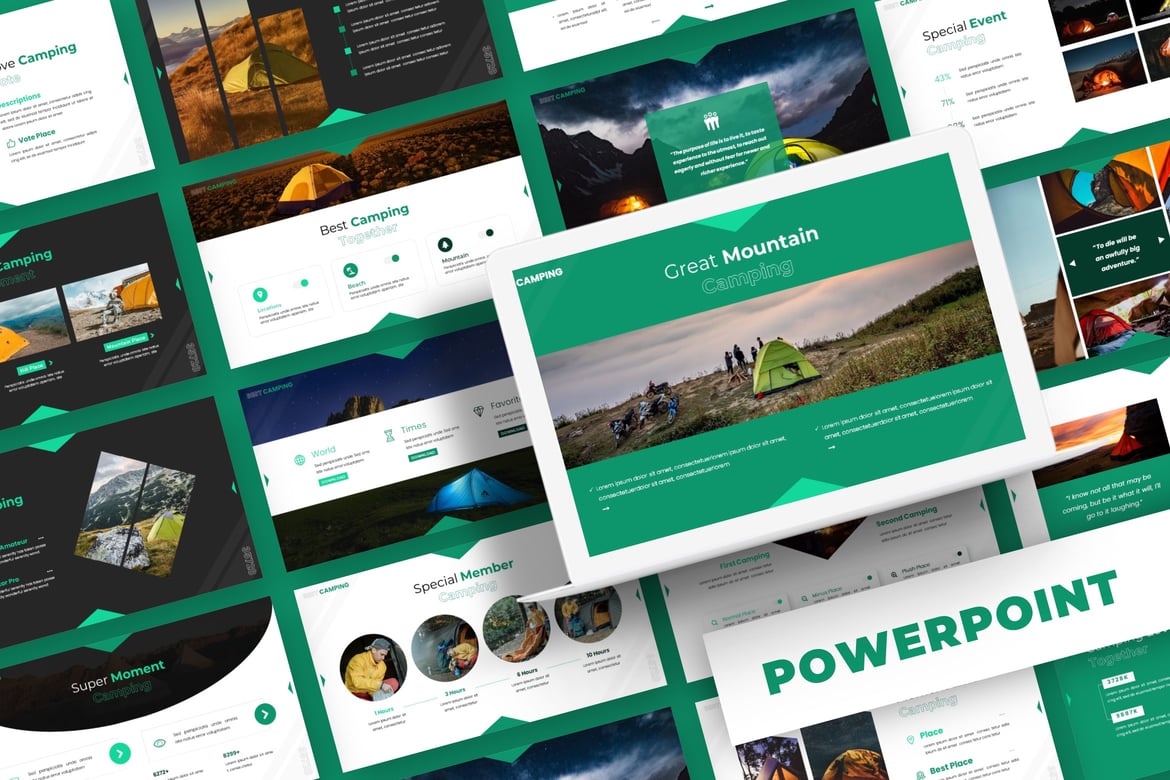 Template PowerPoint Camping - Solusi Presentasi yang Menarik