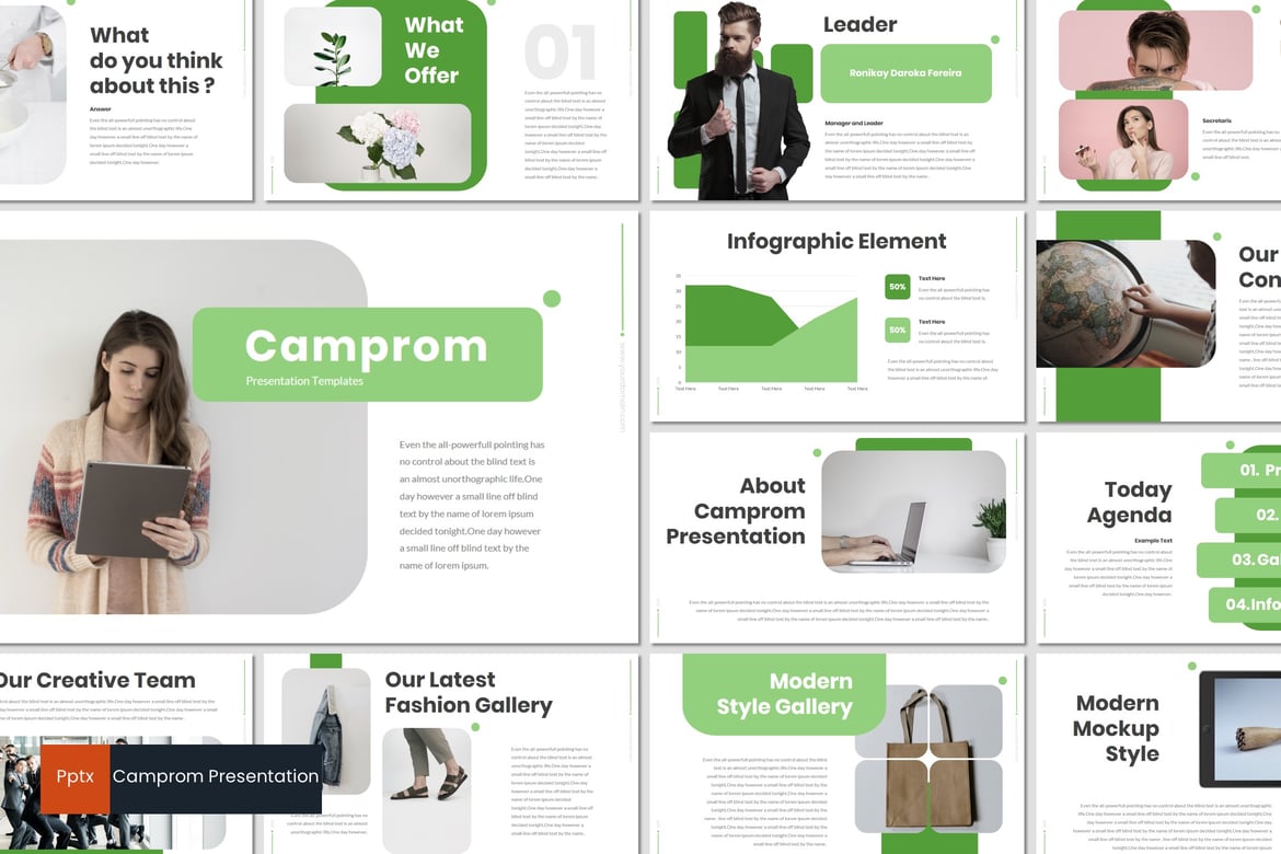 Template Presentasi PowerPoint Camprom - Desain Minimalis dan Kreatif
