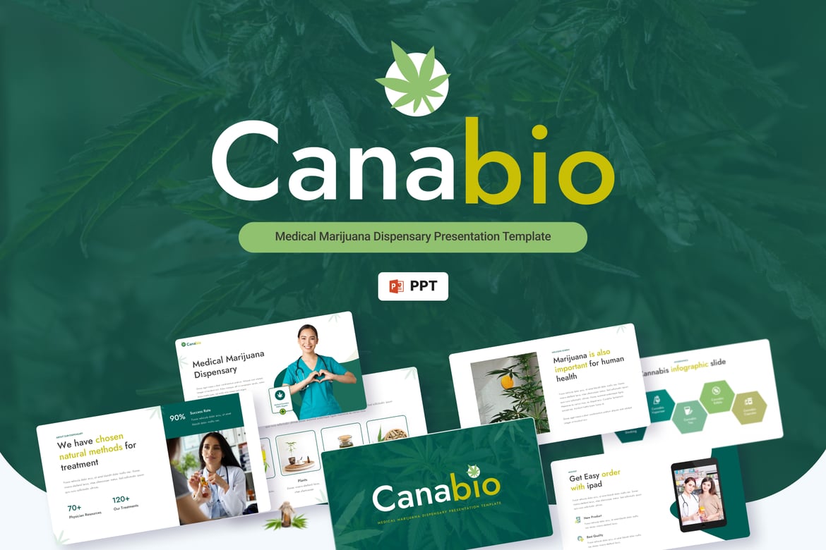 Template Presentasi PowerPoint Medis: CANABIO untuk Dispensari Ganja
