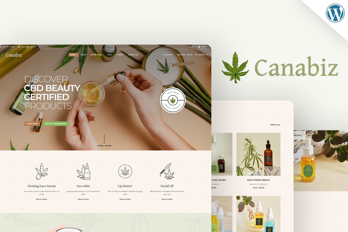 Canabiz - Tema WordPress Terbaik untuk Toko Cannabis dan Medis