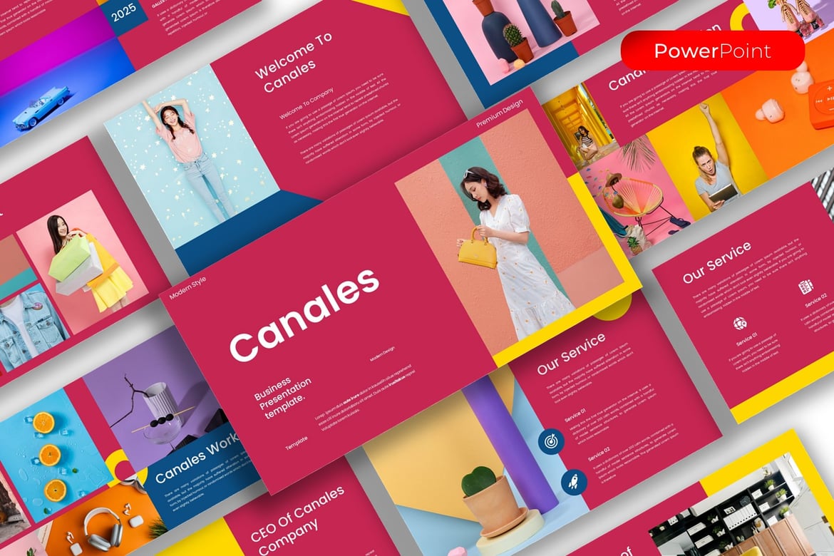 Template Presentasi PowerPoint Canales - Solusi Kreatif untuk Bisnis Anda