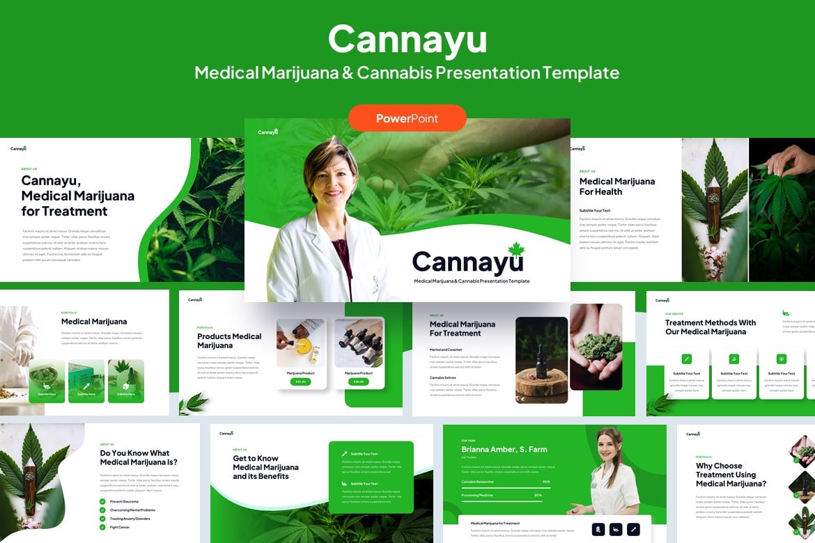 Template Presentasi PowerPoint Cannayu - Fokus pada Medis dan Cannabis