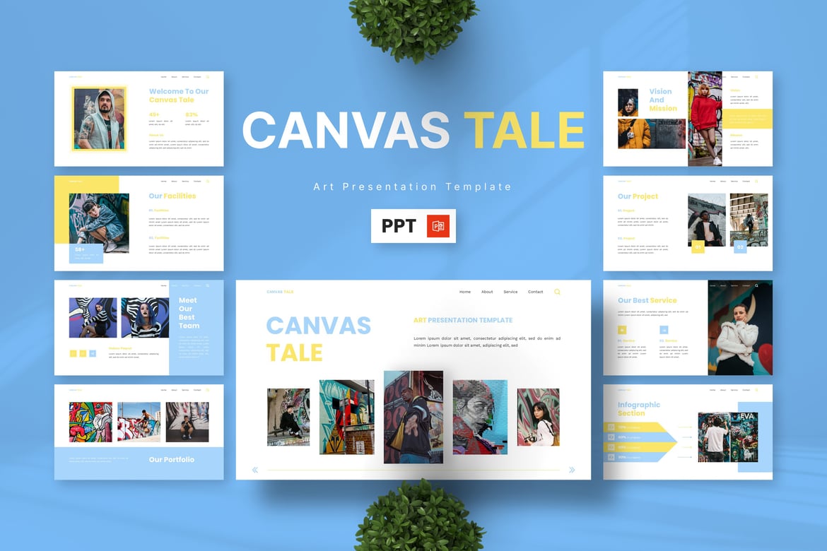 Template Presentasi PowerPoint Canvas Tale - Desain Kreatif untuk Karya Seni Anda