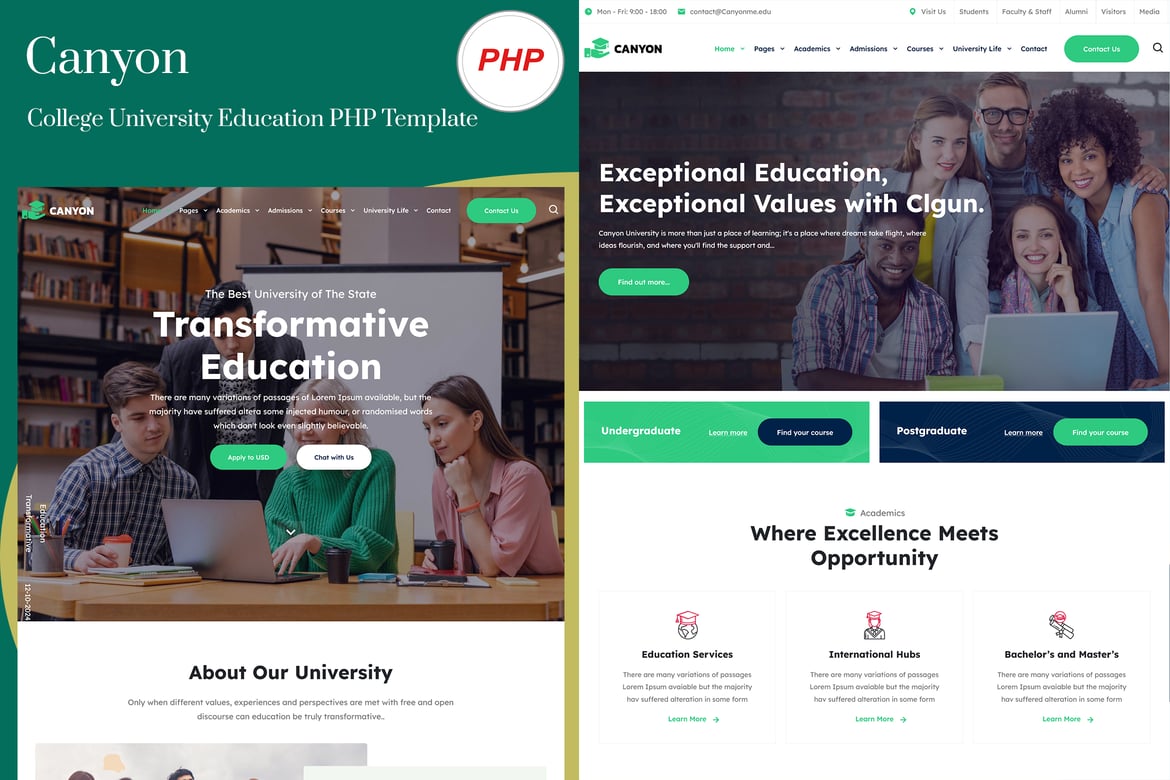 Template Website Pendidikan Canyon - Solusi Ideal untuk Universitas dan Sekolah