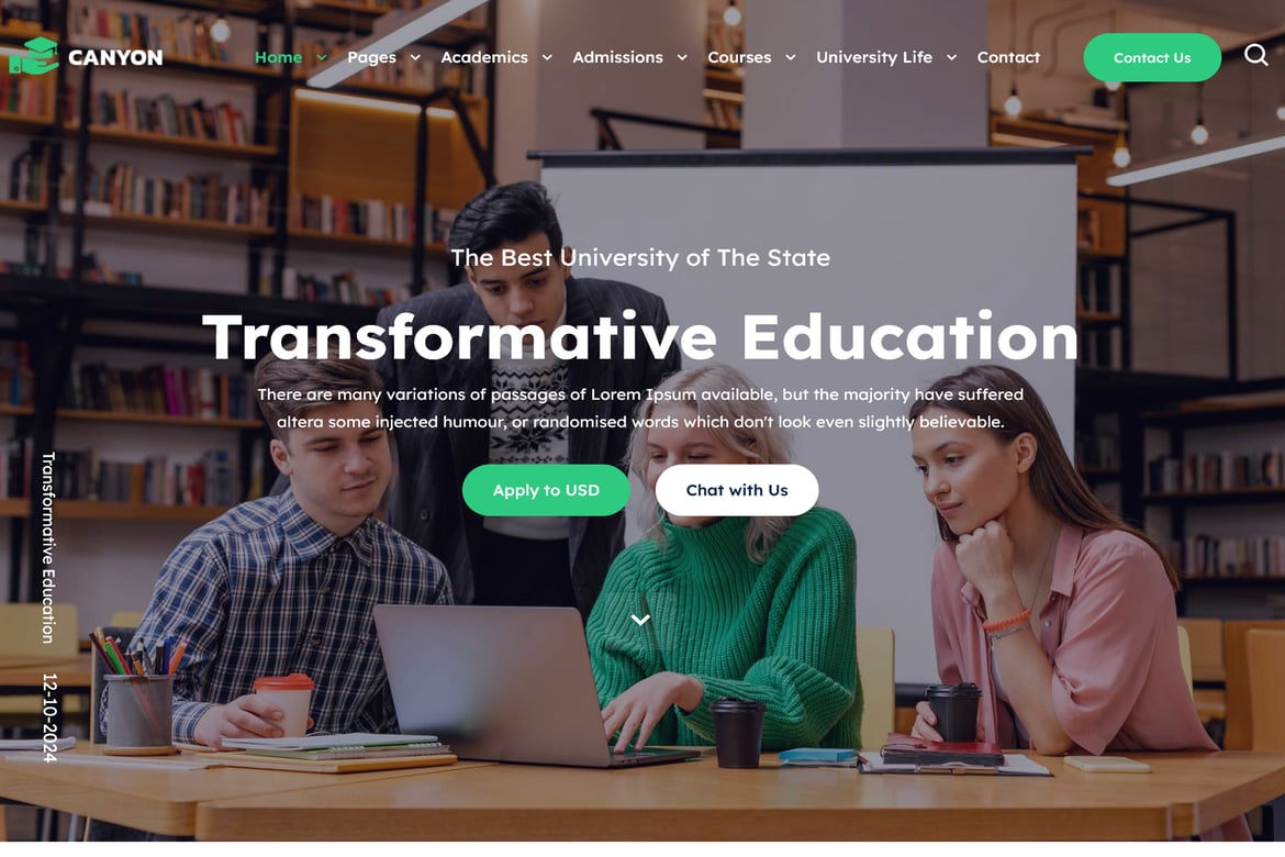 Canyon - Template Website Pendidikan untuk Universitas dan Kolej
