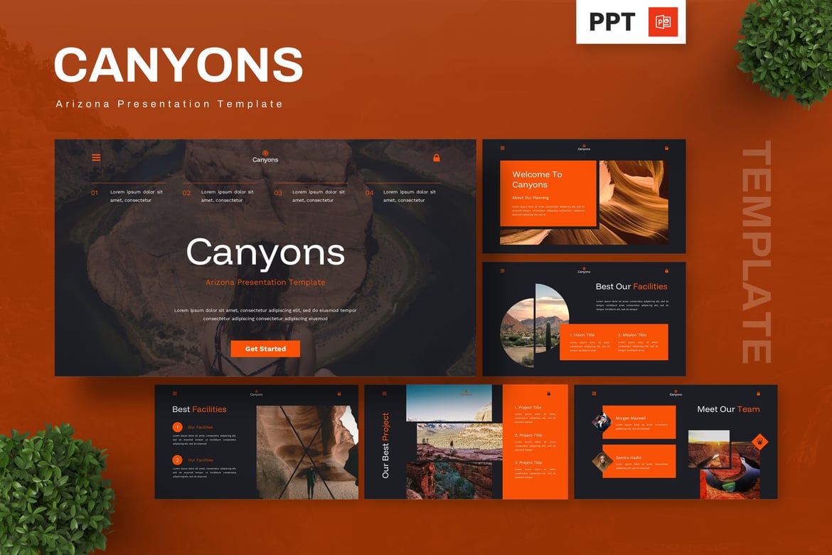 Template Presentasi PowerPoint Canyons - Pesona Alam Arizona