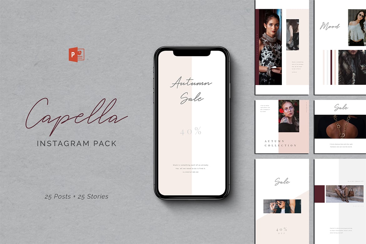 Kumpulan Template PowerPoint Instagram Capella yang Elegan