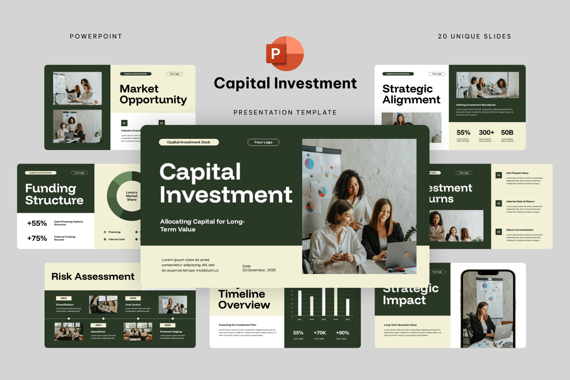 Template Presentasi PowerPoint Investasi Modal yang Profesional