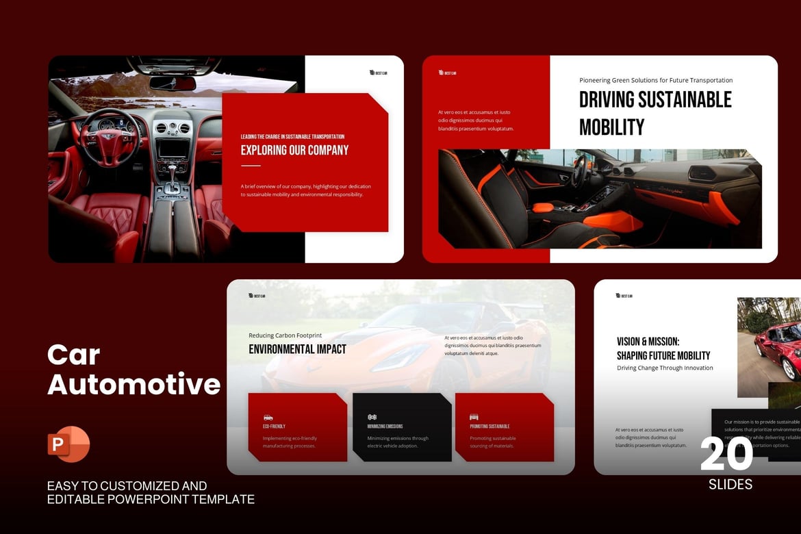 Template PowerPoint Otomotif Modern untuk Presentasi Menarik